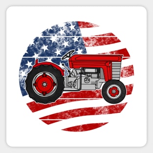 Vintage Tractor USA Flag Patriotic Farmer Farming 4th July Magnet